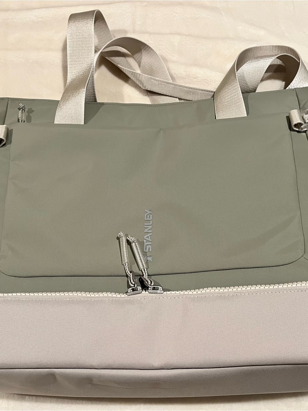 Stanley Two-Tone Sage Green & Beige Tote
